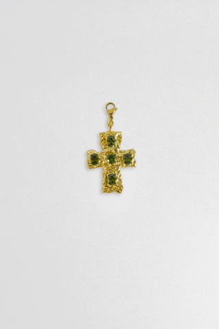 Charm Cruz de cristal verde