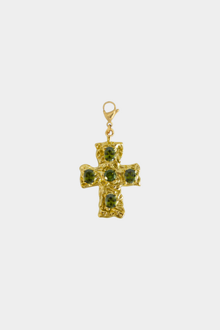 Charm Cruz de cristal verde